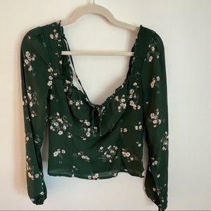 Abercrombie green long sleeve crop